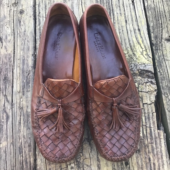 JOHNSTON & MURPHY Cream Taupe Basket Weave Preppy Business Leather Loafers 11.5M JOHNSTON & MURPHY Cream Taupe Basket Weave Preppy Business  main image 4